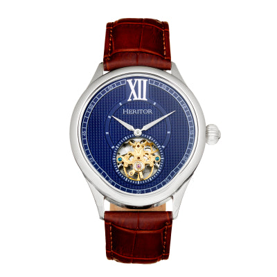 Heritor Automatic Hayward Semi-Skeleton Leather-Band Watch - HERHR9403