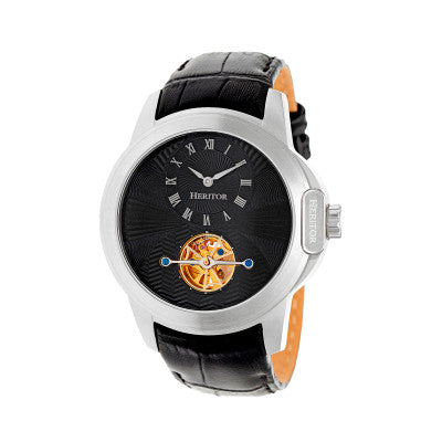 Heritor Automatic Windsor Semi-Skeleton Leather-Band Watch - HERHR4202