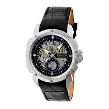 Load image into Gallery viewer, Heritor Automatic Conrad Skeleton Leather-Band Watch - Silver/Black - HERHR2504