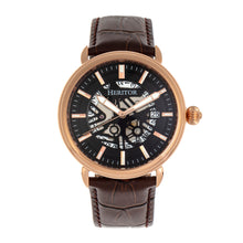 Load image into Gallery viewer, Heritor Automatic Mattias Leather-Band Watch w/Date - Rose Gold/Black - HERHR8406
