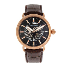 Load image into Gallery viewer, Heritor Automatic Mattias Leather-Band Watch w/Date - Rose Gold/Black - HERHR8406