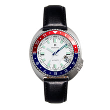 Load image into Gallery viewer, Heritor Automatic Pierce Leather-Band Watch w/Date - White/Red&amp;Blue - HERHS1202
