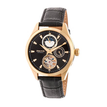 Load image into Gallery viewer, Heritor Automatic Sebastian Semi-Skeleton Leather-Band Watch  - Gold/Black - HERHR6903