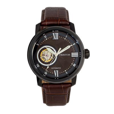 Heritor Automatic Maxim Semi-Skeleton Leather-Band Watch - HERHR8605