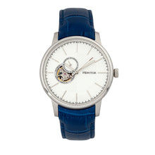 Load image into Gallery viewer, Heritor Automatic Landon Semi-Skeleton Leather-Band Watch - Silver/Blue - HERHR7704
