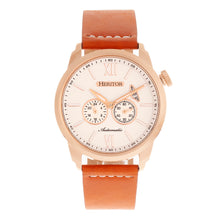 Load image into Gallery viewer, Heritor Automatic Wellington Leather-Band Watch - Camel/Rose Gold/White - HERHR8205