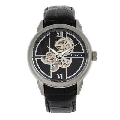 Heritor Automatic Sanford Semi-Skeleton Leather-Band Watch - HERHR8302