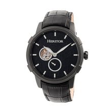 Load image into Gallery viewer, Heritor Automatic Callisto Semi-Skeleton Leather-Band Watch - Black - HERHR7206