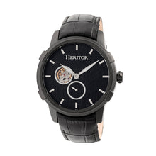 Load image into Gallery viewer, Heritor Automatic Callisto Semi-Skeleton Leather-Band Watch - Black - HERHR7206
