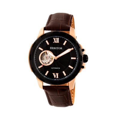 Heritor Automatic Bonavento Semi-Skeleton Leather-Band Watch - HERHR5605