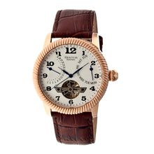 Load image into Gallery viewer, Heritor Automatic Piccard Semi-Skeleton Leather-Band Watch - Rose Gold/Silver - HERHR2005