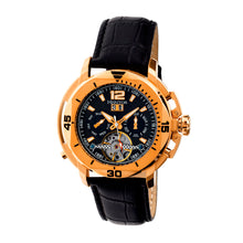 Load image into Gallery viewer, Heritor Automatic Lennon Semi-Skeleton Leather-Band Watch - Rose Gold/Black - HERHR2806