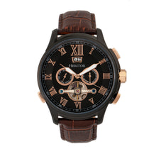 Load image into Gallery viewer, Heritor Automatic Hudson Semi-Skeleton Leather-Band Watch w/Day/Date - Brown/Black - HERHR7506