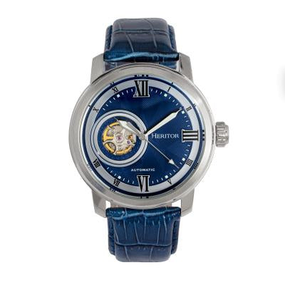 Heritor Automatic Maxim Semi-Skeleton Leather-Band Watch - HERHR8603