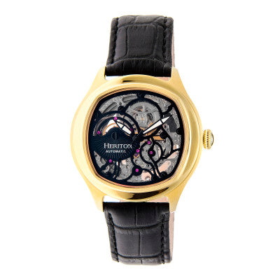 Heritor Automatic Odysseus Leather-Band Skeleton Watch