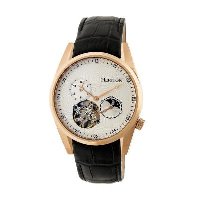Heritor Automatic Alexander Semi-Skeleton Leather-Band Watch - HERHR4905