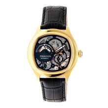 Load image into Gallery viewer, Heritor Automatic Odysseus Leather-Band Skeleton Watch - Gold/Black - HERHR3706
