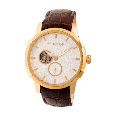 Heritor Automatic Callisto Semi-Skeleton Leather-Band Watch - HERHR7204