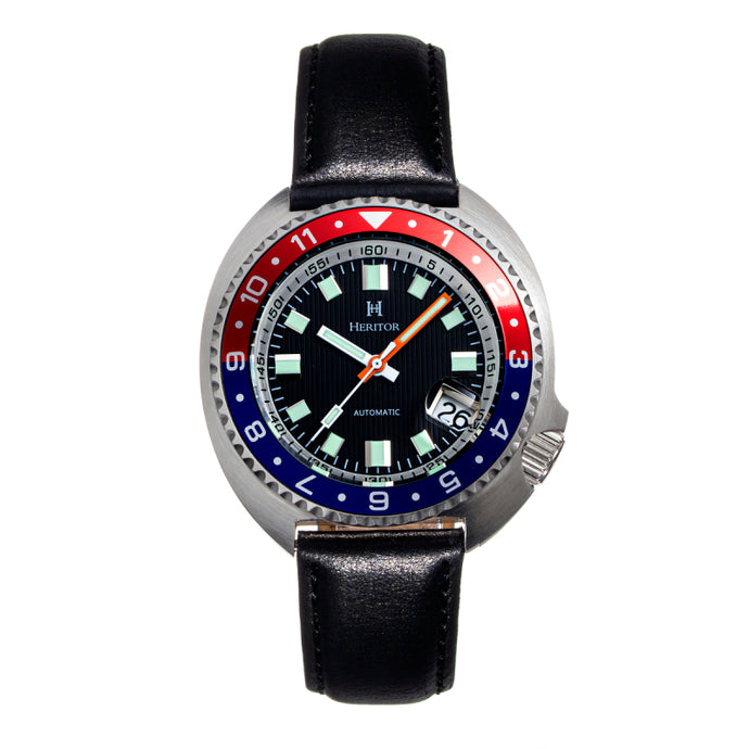 Heritor Automatic Pierce Leather-Band Watch w/Date - HERHS1204