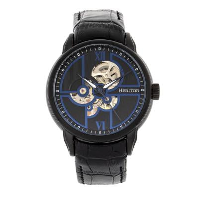 Heritor Automatic Sanford Semi-Skeleton Leather-Band Watch - HERHR8305
