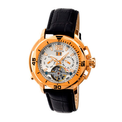Heritor Automatic Lennon Semi-Skeleton Leather-Band Watch - HERHR2805