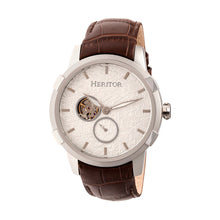 Load image into Gallery viewer, Heritor Automatic Callisto Semi-Skeleton Leather-Band Watch - Silver - HERHR7203