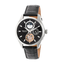 Load image into Gallery viewer, Heritor Automatic Sebastian Semi-Skeleton Leather-Band Watch  - Silver/Black - HERHR6902
