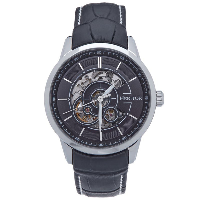 Heritor Automatic Davies Semi-Skeleton Leather-Band Watch - HERHS2502
