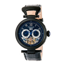 Load image into Gallery viewer, Heritor Automatic Ganzi Semi-Skeleton Leather-Band Watch - Black - HERHR3307