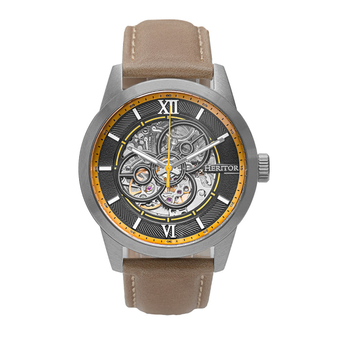 Heritor Automatic Jonas Leather-Band Skeleton Watch - HERHR9505