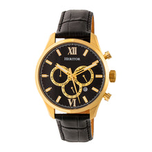 Load image into Gallery viewer, Heritor Automatic Benedict Leather-Band Watch w/ Day/Date - Gold/Black - HERHR6803