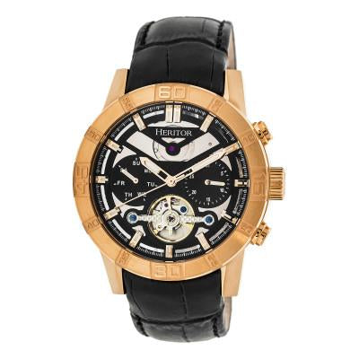 Heritor Automatic Hannibal Semi-Skeleton Leather-Band Watch - HERHR4106