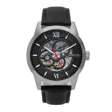 Load image into Gallery viewer, Heritor Automatic Jonas Leather-Band Skeleton Watch - Silver/Black - HERHR9501