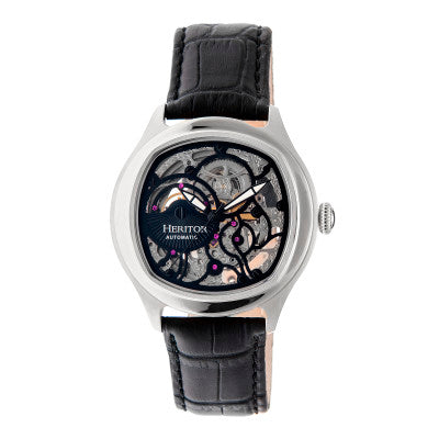 Heritor Automatic Odysseus Leather-Band Skeleton Watch - HERHR3704