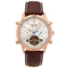 Load image into Gallery viewer, Heritor Automatic Wilhelm Semi-Skeleton Leather-Band Watch w/Day/Date - Brown/Rose Gold - HERHS2106