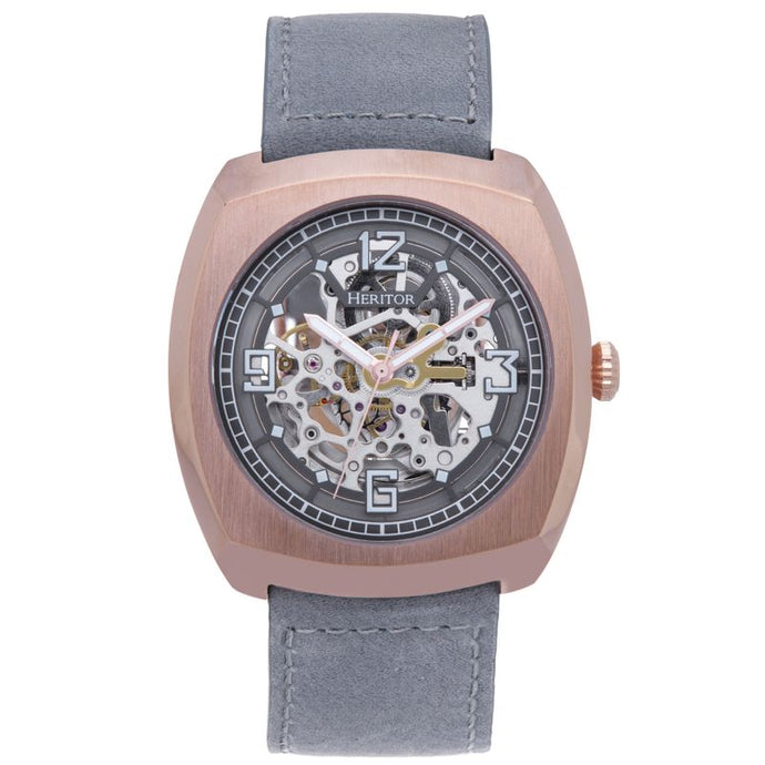 Heritor Automatic Gatling Skeletonized Leather-Band Watch - HERHS2304