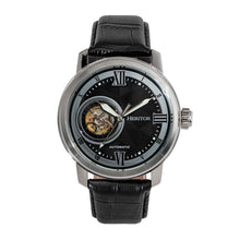 Load image into Gallery viewer, Heritor Automatic Maxim Semi-Skeleton Leather-Band Watch - Silver/Black - HERHR8602