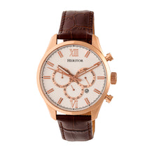 Load image into Gallery viewer, Heritor Automatic Benedict Leather-Band Watch w/ Day/Date - Rose Gold/Silver - HERHR6804