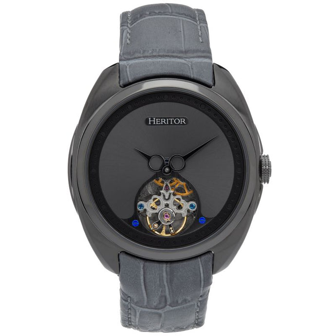Heritor Automatic Roman Semi-Skeleton Leather-Band Watch - HERHS2206