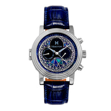 Load image into Gallery viewer, Heritor Automatic Legacy Leather-Band Watcch w/Day/Date - Silver/Blue - HERHR9702
