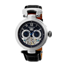 Load image into Gallery viewer, Heritor Automatic Ganzi Semi-Skeleton Leather-Band Watch - Silver/Black - HERHR3302