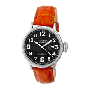 Heritor Automatic Olds Leather-Band Watch - Silver/Black/Camel - HERHR3204
