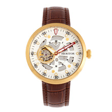 Load image into Gallery viewer, Heritor Automatic Jasper Skeleton Leather-Band Watch - Gold/White - HERHR8706
