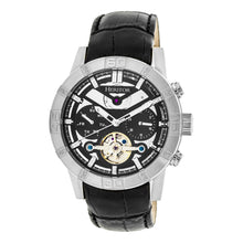 Load image into Gallery viewer, Heritor Automatic Hannibal Semi-Skeleton Leather-Band Watch - Silver/Black - HERHR4102
