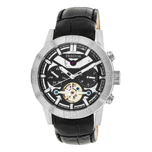 Load image into Gallery viewer, Heritor Automatic Hannibal Semi-Skeleton Leather-Band Watch - Silver/Black - HERHR4102