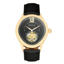 Load image into Gallery viewer, Heritor Automatic Hayward Semi-Skeleton Leather-Band Watch - Gold/Black - HERHR9404
