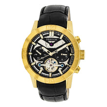 Load image into Gallery viewer, Heritor Automatic Hannibal Semi-Skeleton Leather-Band Watch - Gold/Black - HERHR4104