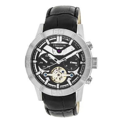 Heritor Automatic Hannibal Semi-Skeleton Leather-Band Watch - HERHR4102