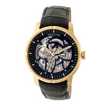 Load image into Gallery viewer, Heritor Automatic Ryder Skeleton Leather-Band Watch - Black/Gold - HERHR4604