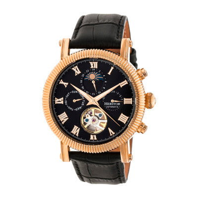 Heritor Automatic Winston Semi-Skeleton Leather-Band Watch - HERHR5206